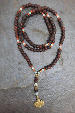 Load image into Gallery viewer, Wooden Beads, Amazonite, Coral &amp; Brass Mala
