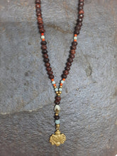 Load image into Gallery viewer, Wooden Beads, Amazonite, Coral &amp; Brass Mala
