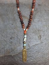 Load image into Gallery viewer, Wooden Beads, Amazonite, Coral &amp; Brass Mala
