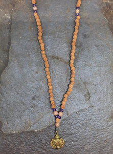 Rudaska, Peach Moonstone & Amethyst Mala