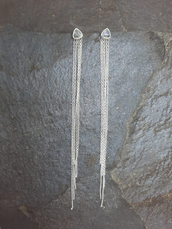 Rainbow Moonstone Long Chain Earrings