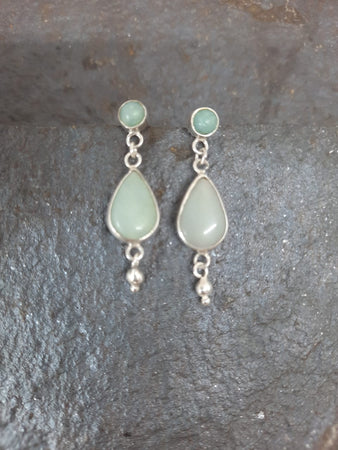 Amazonite Drop stud Silver Earrings