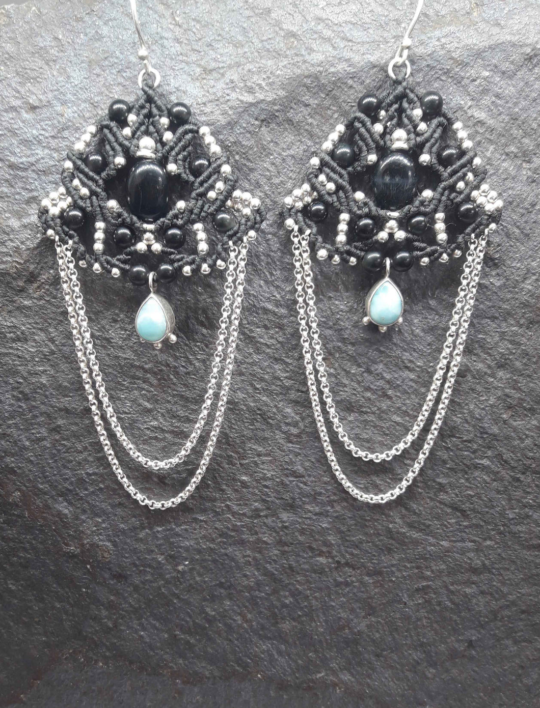 Black Onyx & Larimar Earrings