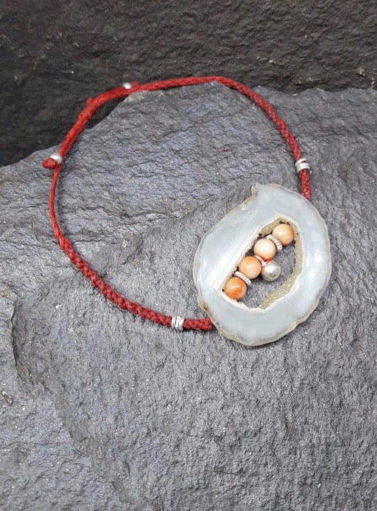 Geode & Coral Bracelet