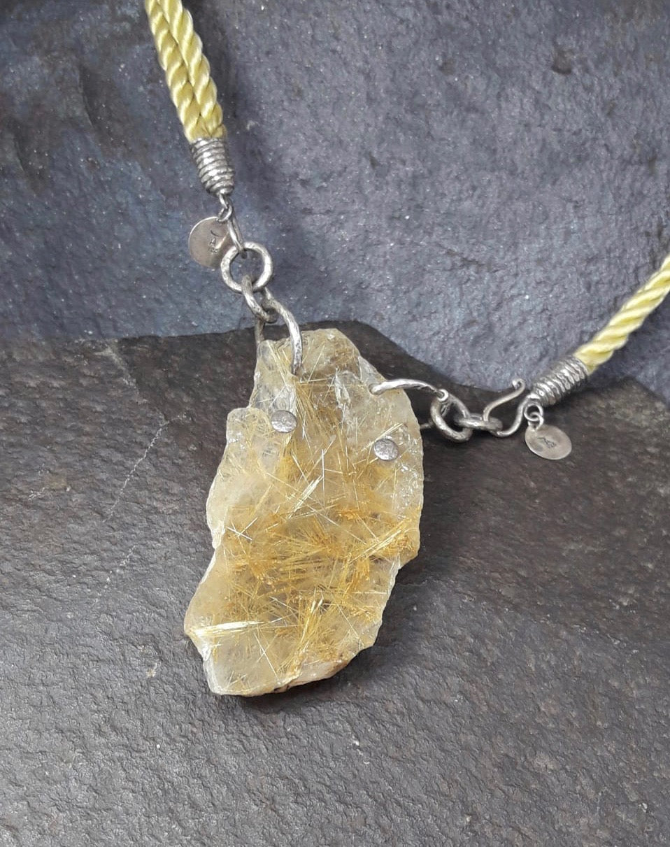 Gold Rutilated Quartz Pendant