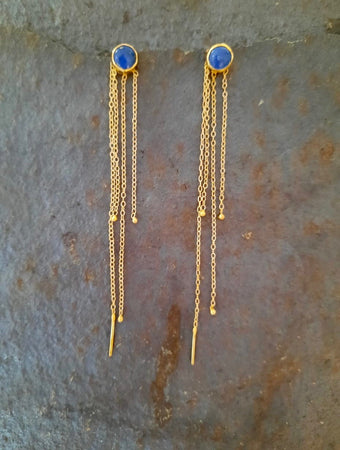 Lapis Lazuli Threader Earrings