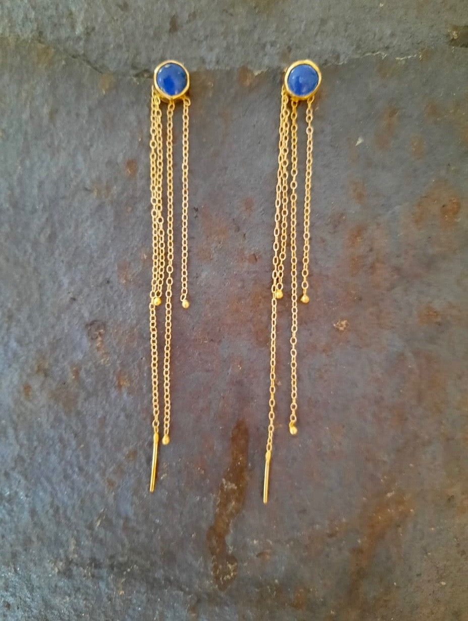 Lapis Lazuli Threader Earrings