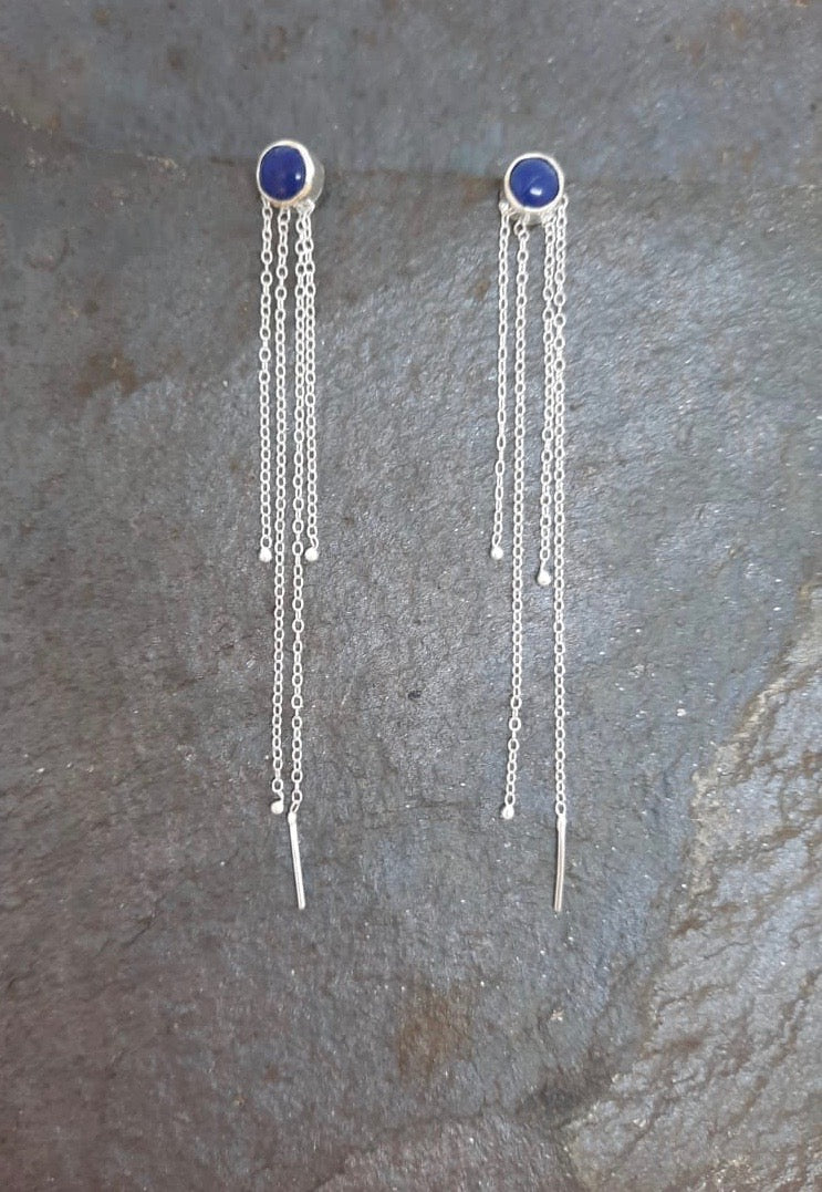 Lapis Lazuli Threader Earrings