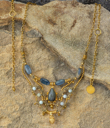 Labrodite, Kyanite & Indian Amazonite Necklace