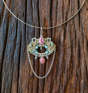 Rhodochrosite, Amazonite & Labradorite Pendant