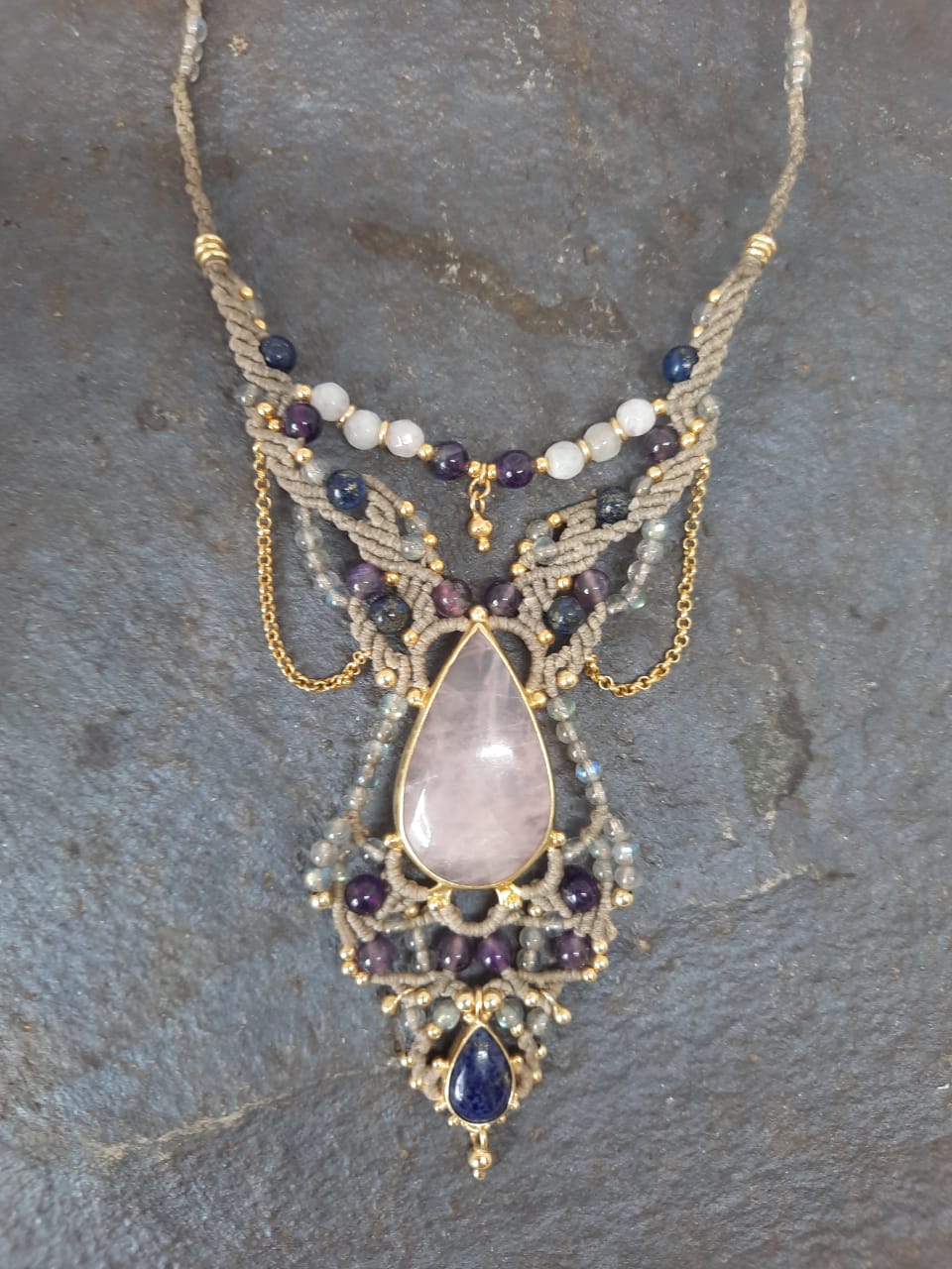 Rose Quartz, Lapis Lazuli, Amethyst & Labradorite Necklace