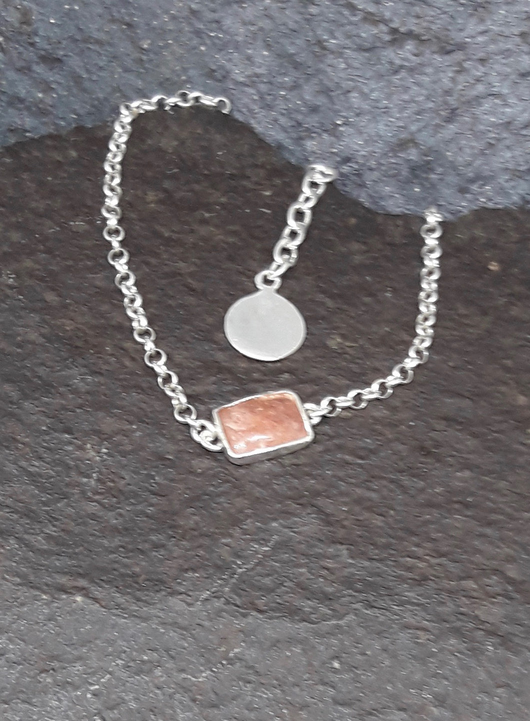 Sunstone Silver Chain Bracelet