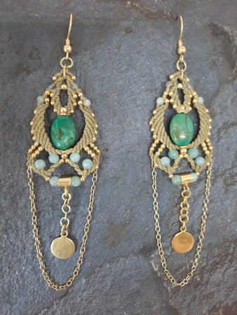 Tibetan Turquoise & Amazonite Earrings