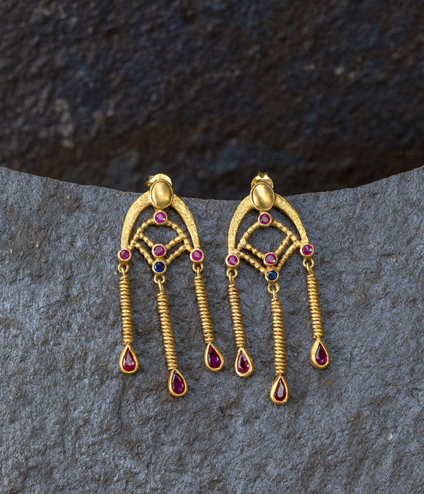 Royal Ruby & Blue Sapphire Earrings