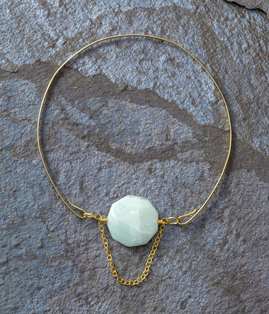 Amazonite Chain Pendant on Gold Vermeil Choker