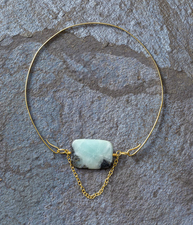 Amazonite Chain Pendant on Gold Vermeil Choker