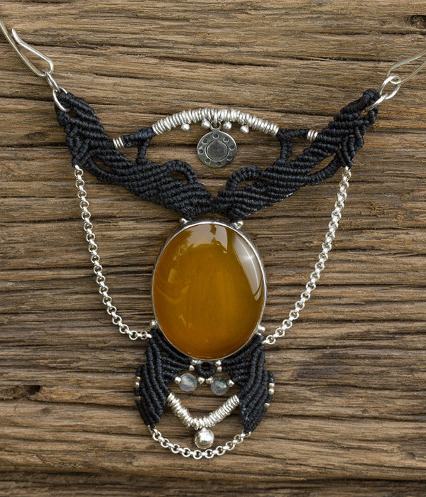 Yellow Onyx & Moss Agate Pendant