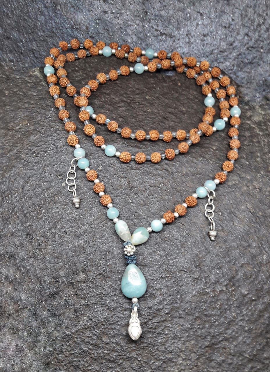 Rudaksha & Amazonite Mala